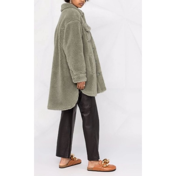 Stand Studio Sabi faux fur teddy sherpa jacket sage green - Picture 12 of 13